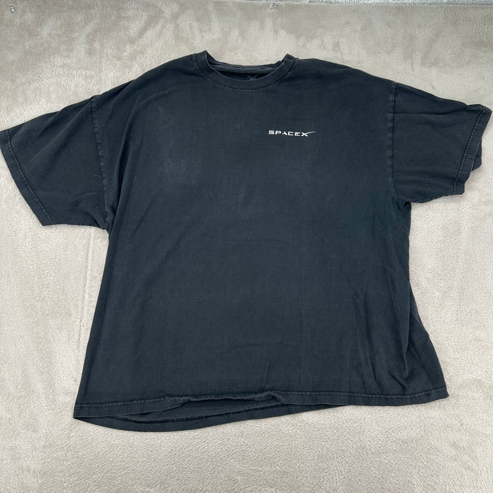 SpaceX Crew Dragon Capsule Shirt Schematic Mens 3XL Black Cotton Streetwear